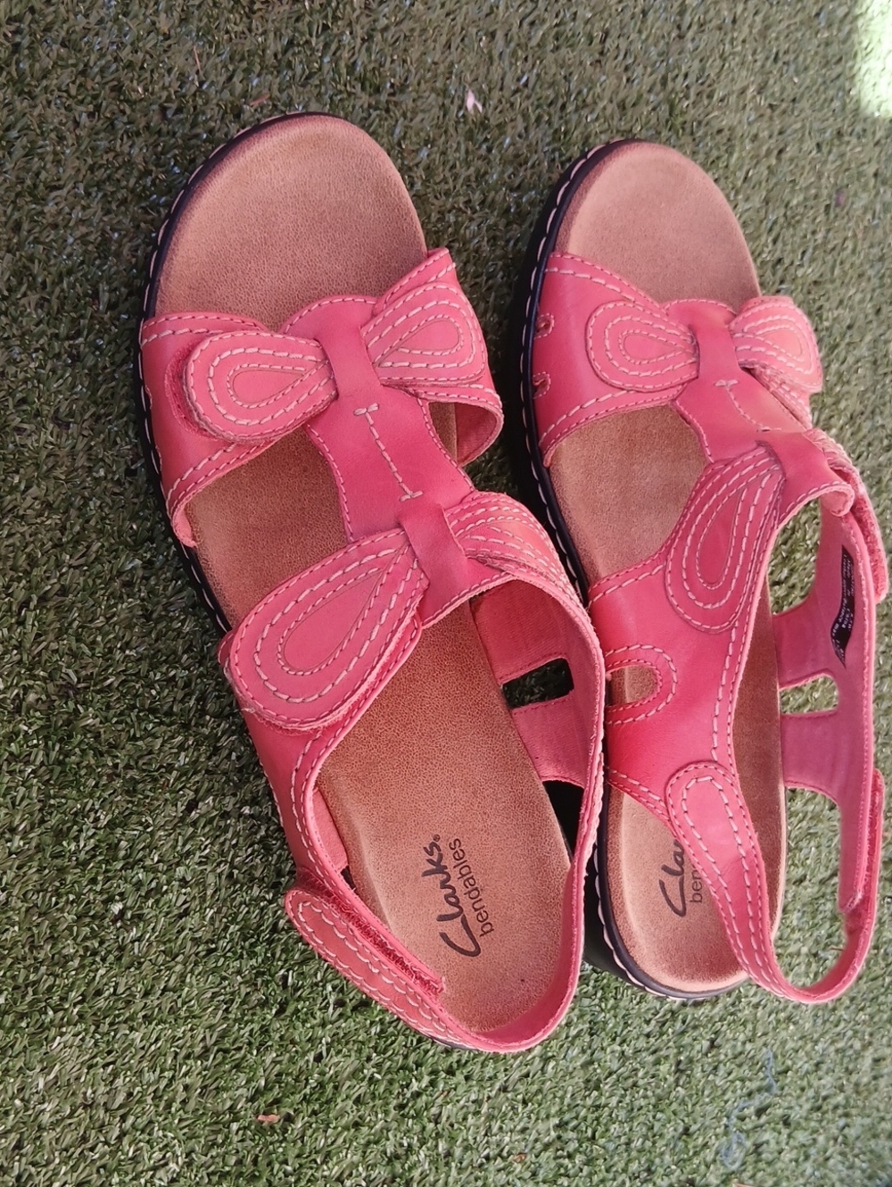 😍Clarks Women's Coral-Pink Comfort Slingback Sandals Size 8.5w